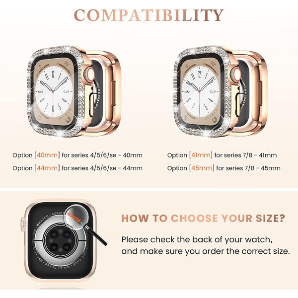 4-pack för Apple Watch Series 7 & 8 45 mm skärmskydd Bling case 4-Pack 3 45mm