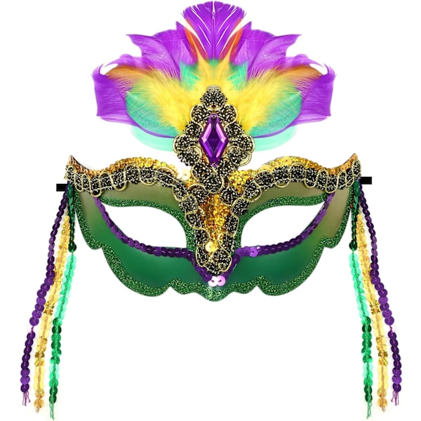 2025 Senaste Modell Mardi Gras Maskeradmask för Kvinnor: Venetiansk Karnevalsmask med Fjädrar Cosplay Kostymfest Mardi Gras Mas