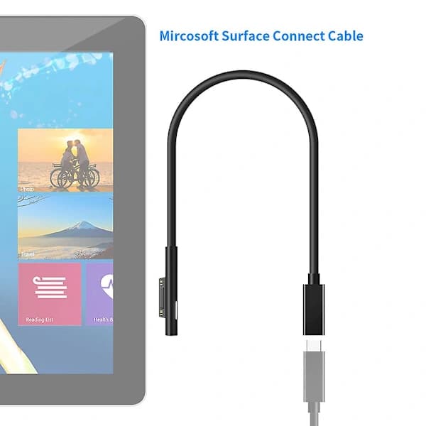 USB Type C PD 15V strømadapteromformer ladekabel for Surface Pro 7/6/5/4/3/GO/BOOK bærbar PC 1/2
