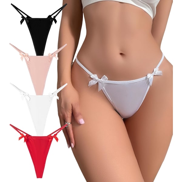 2025 Senaste Modell G-String Trosor för Kvinnor Låg Midja Sexiga Underkläder Osynliga Cheeky T-Back Bikini Trosor 4-Pack D-4 Pack Large
