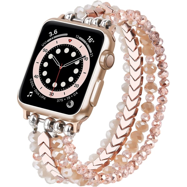 Pärlarmband kompatibelt med Apple Watch Band 38mm 40mm Rose Gold 49mm-M/L