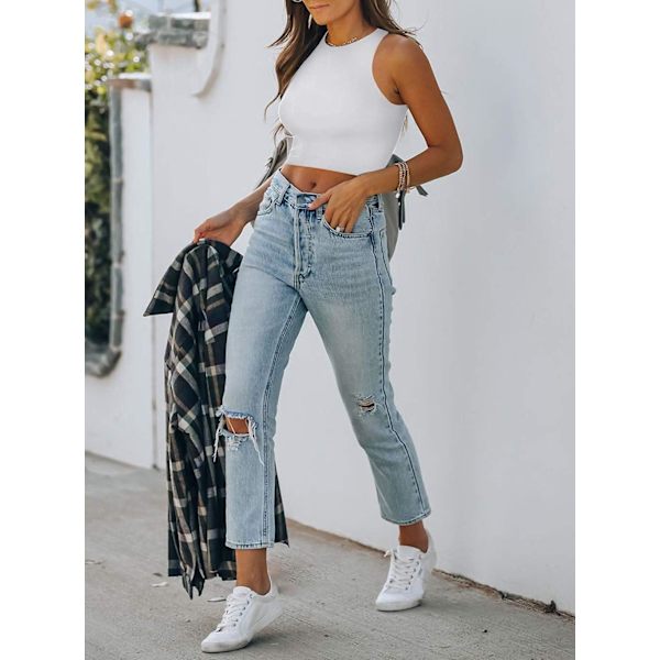2025 Senaste Modell Dam Sexig Ärmlös Racerback Linne Halterneck Crop Tops