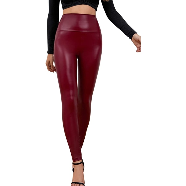 2025 Senaste Modell Sexiga Högmidjade Leggings i Konstläder för Kvinnor
