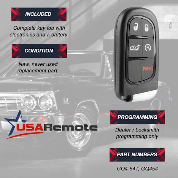 Smart Key passar 2014-2019 Jeep Cherokee Nyckellös Fjärrstart Fob (GQ4-54T) Svart Metall SUV Nyckelskal c-tom-54-5b-rs-jp c-tom-