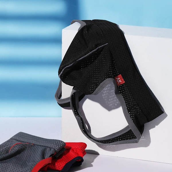 2025 Senaste Modell Herr Jockstrap Sexiga Underkläder Mesh Jock Strap Atletisk Stöd Ak7003-svart(grå) Small