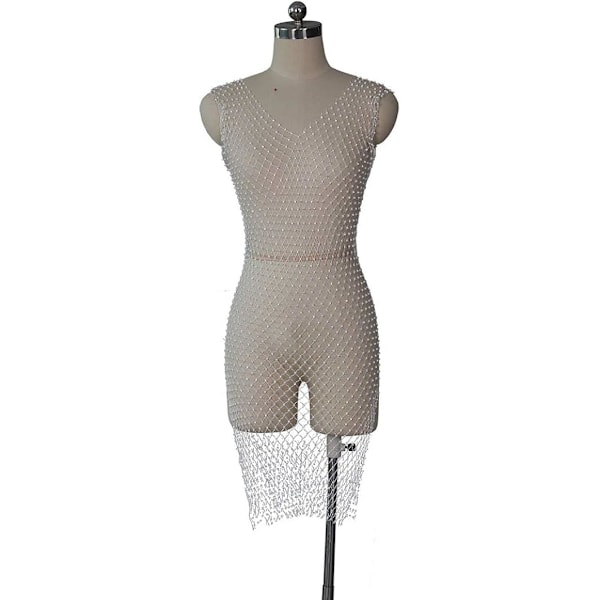 2025 Senaste Modell Dam Rhinestone Strandklänning - Sexig Genomskinlig Mesh Baddräkt Bikini Cover Up Klänningar