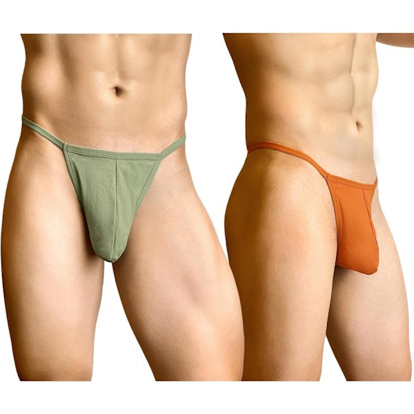 2025 Senaste Modell Jock Strap Herr Tanga Underkläder G-String Bomull Andningsbara Kalsonger för Manliga Atletiska Stöd 2st - grön & Orange