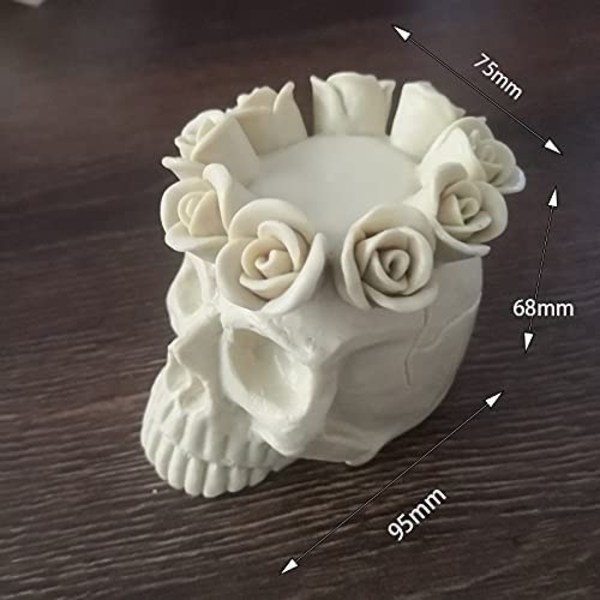 3D Skalle Ros Silikon Ljusstake Formar Fondant Tårta Skull Rose Candle