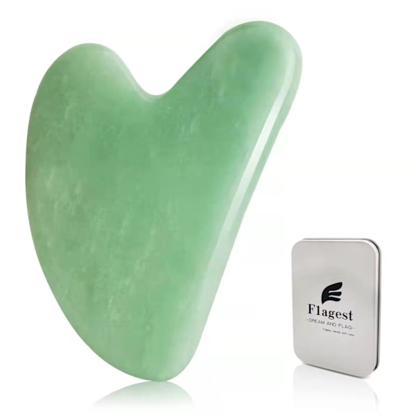 2025 Senaste Modell Gua Sha Ansiktsverktyg - Jade Sten Massager för Spa Akupunkturterapi - Hjärtformad Guasha för Ansikte Grön