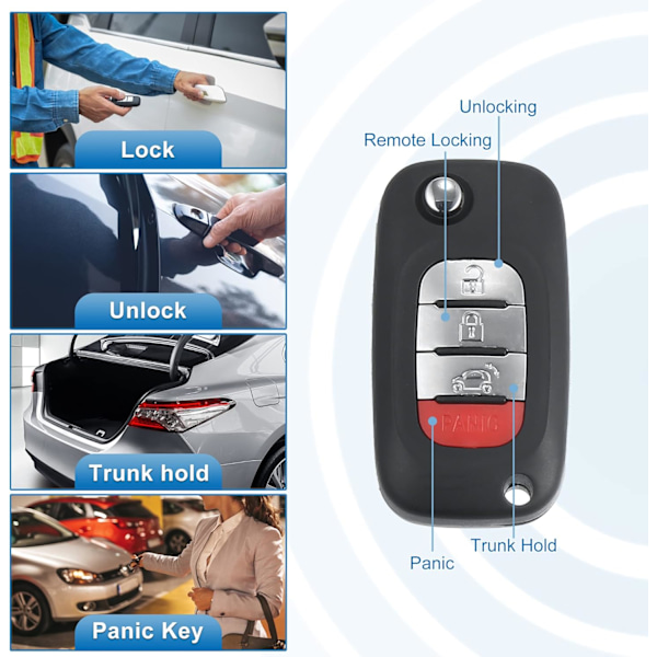 CWTWB1G767 4-knapps Fällbar Bil Nyckellös Fjärrkontroll Nyckelbricka Proximity Smart Fob för Smart Forfour 2015-2017 Fortwo 2015-2017