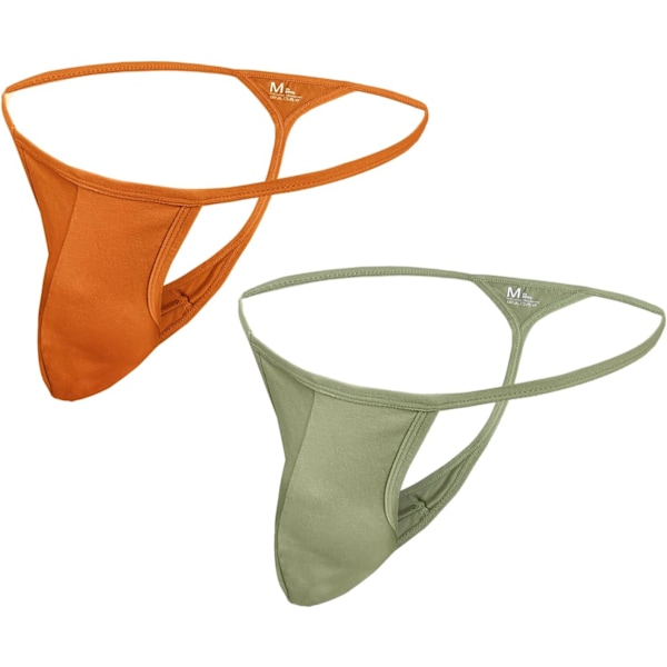2025 Senaste Modell Jock Strap Herr Tanga Underkläder G-String Bomull Andningsbara Kalsonger för Manliga Atletiska Stöd 2st - grön & Orange