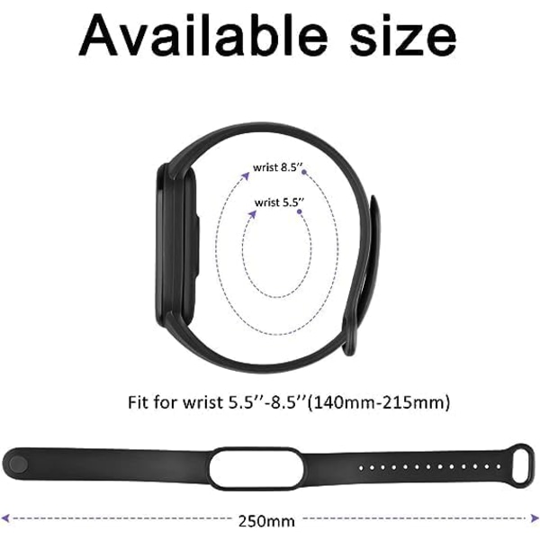 3-pack band för Mi Band 8 armband - Mjuk silikon, sportutbyte