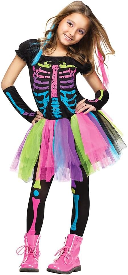Fun World Funky Punky Bones för flickor Small 4 - 6