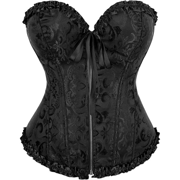 Kvinnors snörning benad överbyst korsett Bustier underkläder Black M