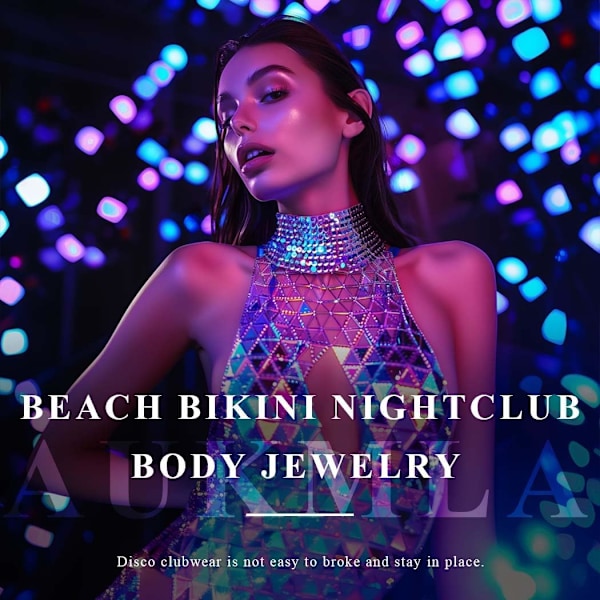 2025 Senaste Modell  Glittrande Kristall BH Kedja Topp Halter Strass Bröst Kroppskedjor Nattklubb Strand Bikini Crop Tops för Kvinnor