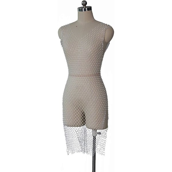 2025 Senaste Modell Dam Rhinestone Strandklänning - Sexig Genomskinlig Mesh Baddräkt Bikini Cover Up Klänningar