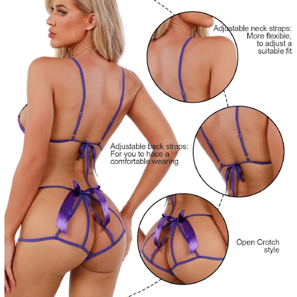 2025 Senaste Modell  Dessous Dam Underkläder Spets med Djup V-ringning Enkeldelad Underklädesbody Nattlinne Sexig Sling Underkläder