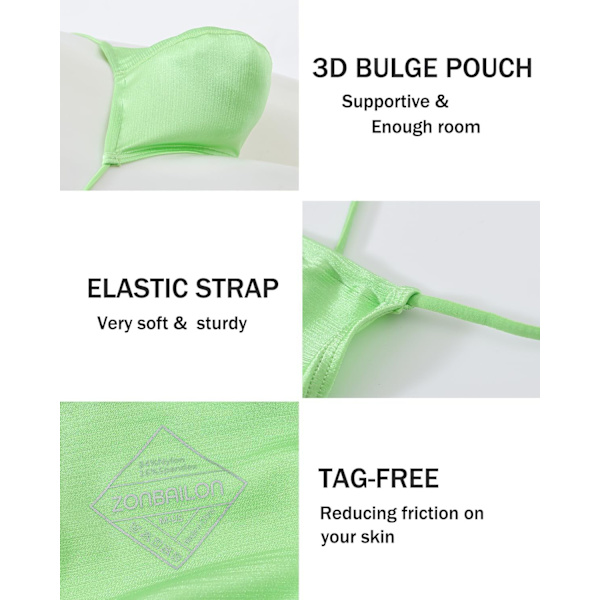 2025 Senaste Modell Herr Tanga Underkläder Stringtrosa Justerbar Bulpåse Sömlös Sexig Badkläder Trosor 1 eller 3-pack Grön 3X-Large