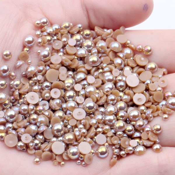 Blandad storlek 2/3/4/5/6mm 1000st Imitation Pearls Bead Halvrund Flatback Pearl Rhinestones Beads