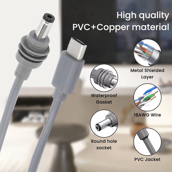 9.84FT Mini USB C til DC strømkabel 3 i 1, Mini DC strømkabel cigarettænder, Mini kabel 12V-24V DC bilstrømkabel til Mini tilbehør