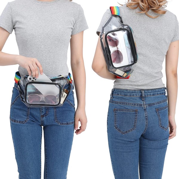 Fanny Pack, Veckle Genomskinlig Fanny Pack Vattentät Söt Midja Young-Young-Black Rainbow