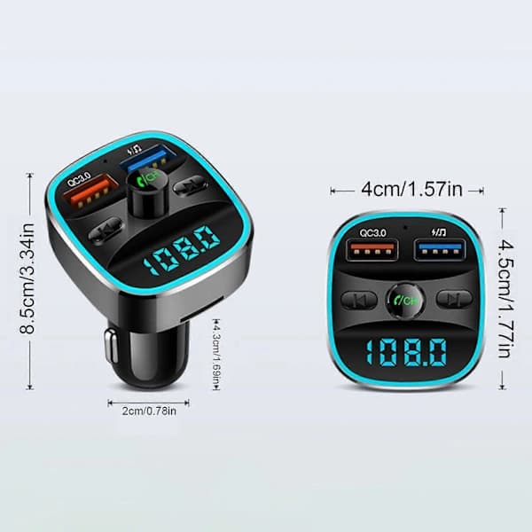 Håndfri samtale: FM-sender med Bluetooth og QC3.0 billader