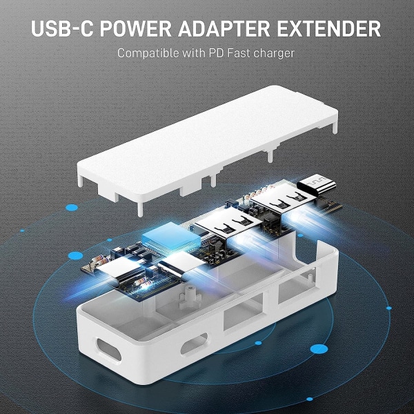 3-i-1 USB-C Strömförsörjningsadapterförlängare