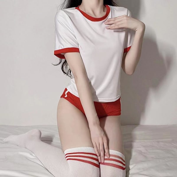 2025 Senaste Modell Skolflicka Outfit Japansk Studentuniform Anime Cosplay Underkläder Gymdräkt för Kvinnor Cheerleading Kostymer Röd-vit