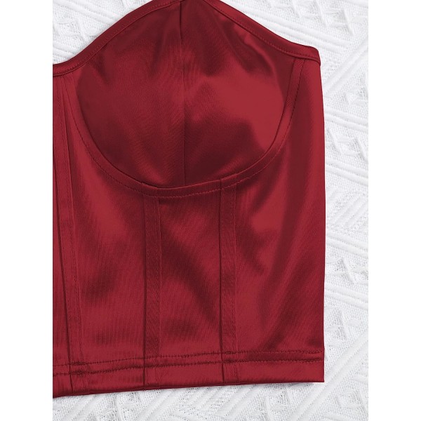 Ärmlös kedja för kvinnor med spaghettibandsfläckar Cami Crop Burgundy M