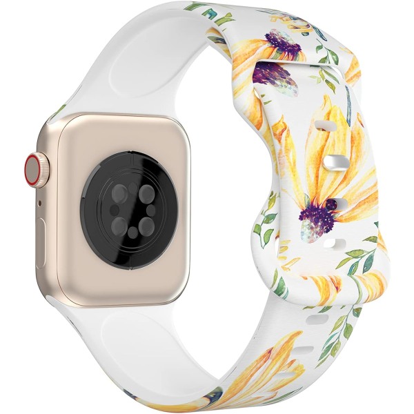 Blommiga Apple Watch-armband 38mm 40mm 41mm 42mm 44mm 45mm för kvinnor och män,