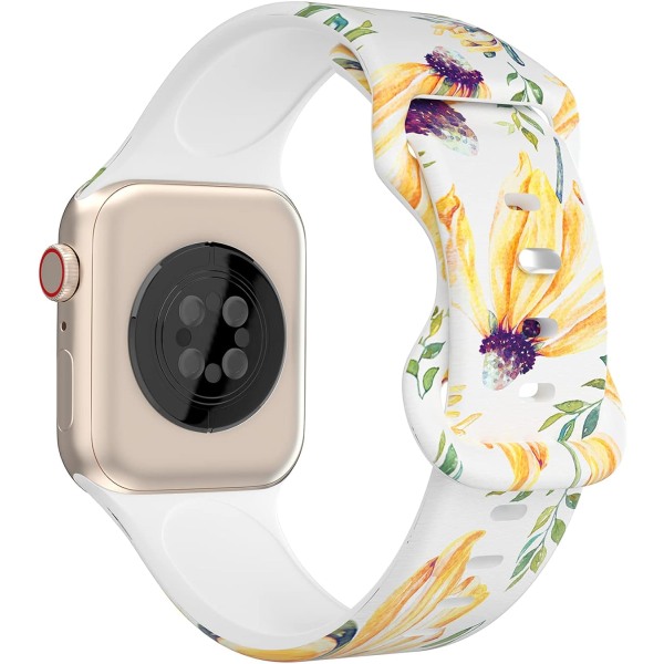 Blommiga Apple Watch band 38 mm 40 mm 41 mm 42 mm 44 mm 45 mm för kvinnor män,