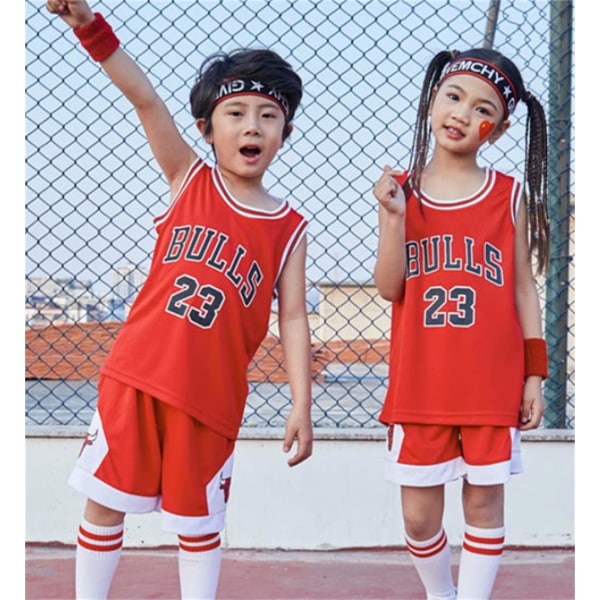 Barn ärmlös baskettröja Mesh Uniform Topp och shorts Pojkar Barn Sommarkläder Set med nyckelring 1-15 år gammal