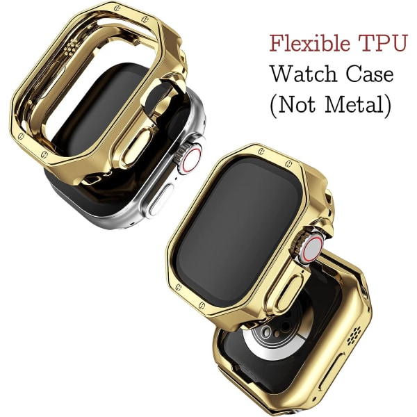 Kompatibel med Apple Watch Band och case Gold 38/40/41mm