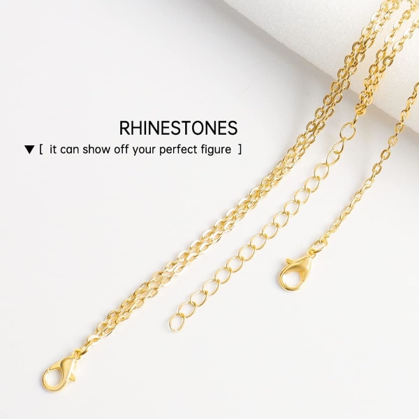 Rhinestone Chain BH Crystal Body Chains for Women Halsband gold2711