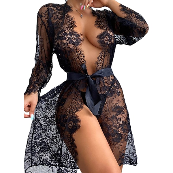 2025 Senaste Modell Dam Spets Genomskinlig Nattlinne Mesh Djup V Sexig Underkläder Nattkläder Ren Babydoll Sovkläder Teddy Pyjamas