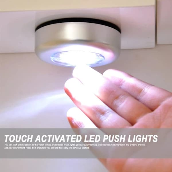 4 dele Touch Light Led Batterilamper - Indendørs Stick-on Push Light