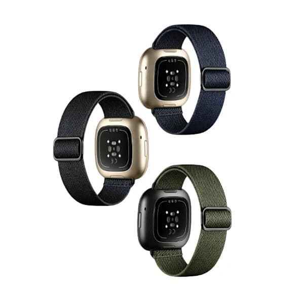 Elastisk nylonrem, kompatibel med Fitbit Versa 4/Fitbit Versa 3/Fitbit Sense/Sense 2 smarta band, set.