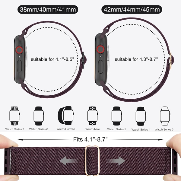 6-pack elastisk nylon för Apple Watch -band 6pcs 3 45mm/44mm/42mm/49mm
