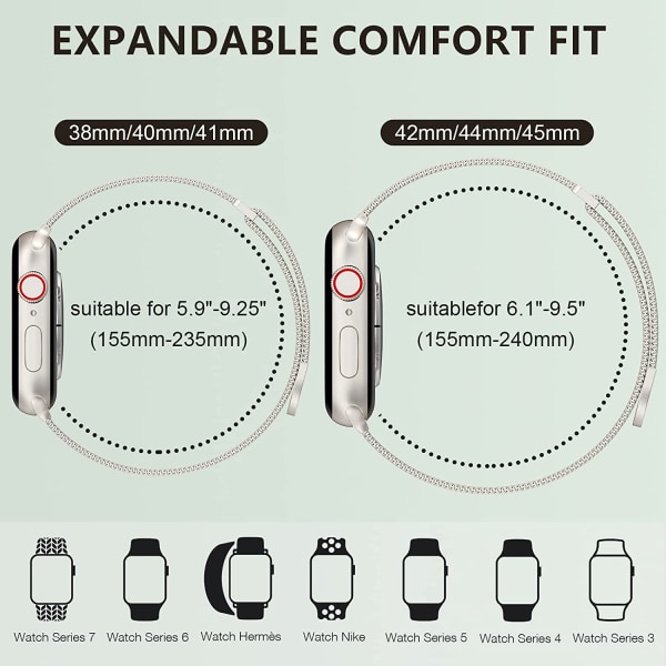 för Apple Watch Band Series Ultra 8 7 6 5 4 3 2 1 SE 38mm A---Starlight 45mm/44mm/42mm/49mm