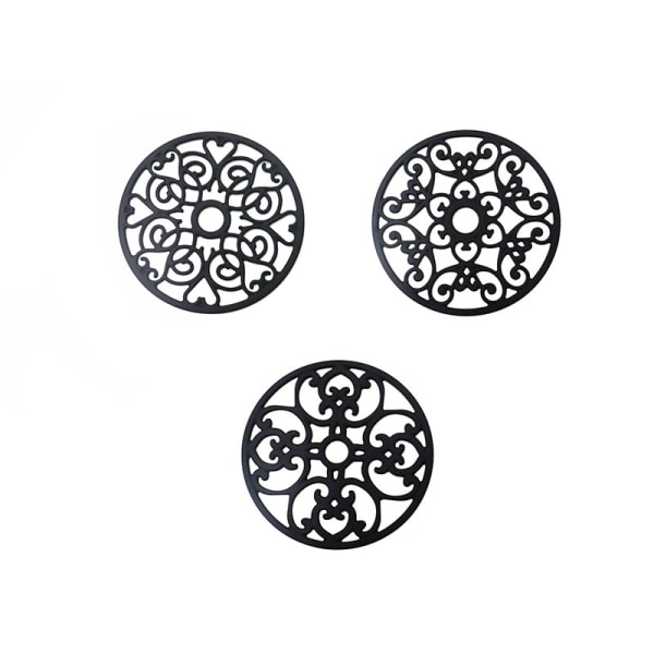 3-delad set med mönstrad pottisoleringsplatta