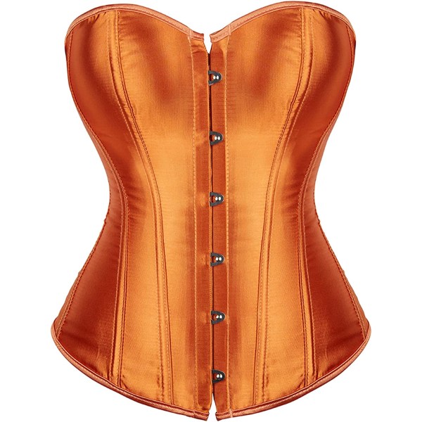 Bustier korsetttopp för kvinnor Sexiga underkläder set svart satin Orange 4XL