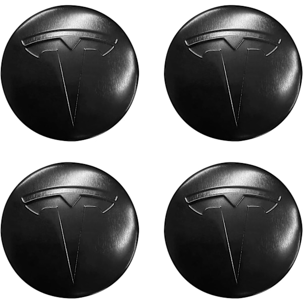2025 Ny stil 4-pack Aluminium Vattentätt Hjulnav Emblem Klistermärke för Tesla Model 3 Model Y 56mm Navkapslar Hjul Fälgskydd (Matt