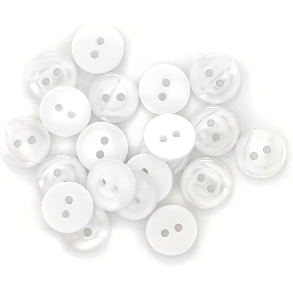 Blus, Vit Pärla, 11mm, 20 st Skjortknappar, Räkna Vit