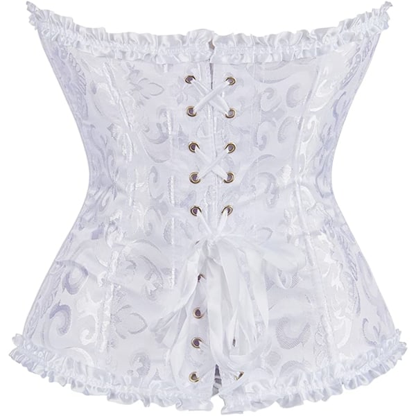 Kvinnors snörda korsett med benstöd och bustier-lingerie White S