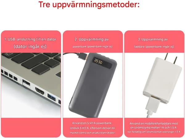 Opvarmede handsker, skærmkompatible vinterhandsker med USB-interface