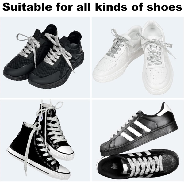 Glitterskosnören - Glittrande platta skosnören för sneakers och canvasskor