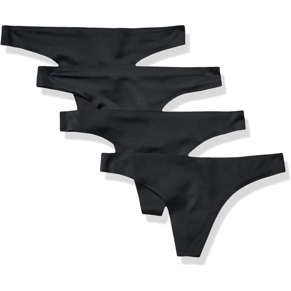 Kvinnors sömlösa stretch-trosa, 4-pack Black M