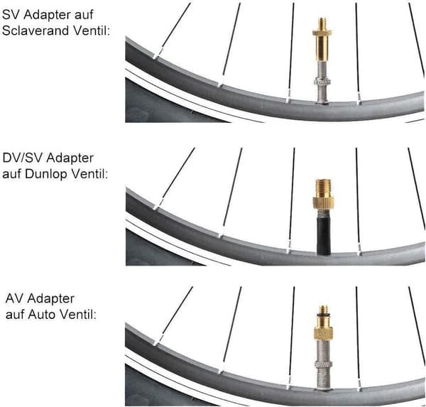 cykelventiladapter för luftpump / 15-delars set