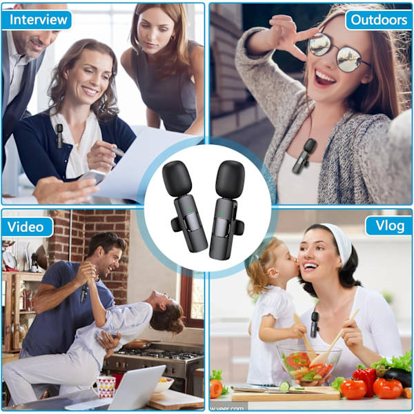 2-pack Trådlös Mikrofon USB C för iPhone 15-16 Android-telefon, Professionell Typ C Lavalier Mikrofon Mini Mygga för Intervjuinspelning
