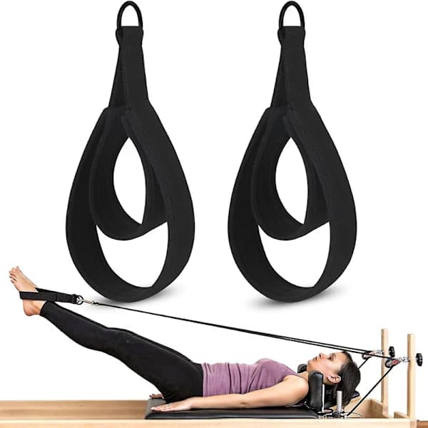Pilates Reformer Double Loop Stropper - Håndledds- og Ankelstropper for Core Bed gråhvit